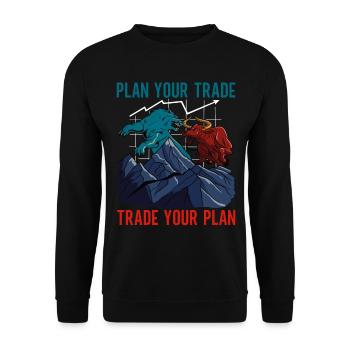 Aktien Aktionär Investor - Unisex Pullover - Schwarz - Vorne - Alina (178cm) & Michal (187cm)