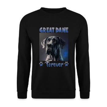 Hunde Spruch Deutsche Dogge für Hundeliebhaber - Unisex Pullover - Schwarz - Vorne - Alina (178cm) & Michal (187cm)