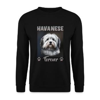 Hunde Spruch Havaneser Design für Hundeliebhaber - Unisex Pullover - Schwarz - Vorne - Alina (178cm) & Michal (187cm)