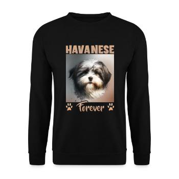 Hunde Spruch Havaneser Design für Hundeliebhaber - Unisex Pullover - Schwarz - Vorne - Alina (178cm) & Michal (187cm)