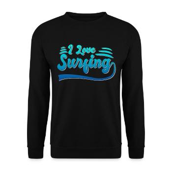 Ich liebe surfen - Unisex Pullover - Schwarz - Vorne - Alina (178cm) & Michal (187cm)