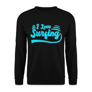 Ich liebe surfen - Unisex Pullover - Schwarz - Vorne - Alina (178cm) & Michal (187cm)