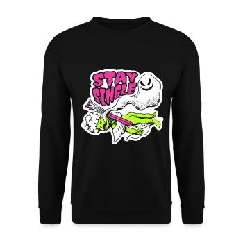 Valentinstag - Stay Single - Anti Valentine - Unisex Pullover - Schwarz - Vorne - Alina (178cm) & Michal (187cm)