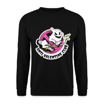 Lustiges Valentinstag Outfit - Anti Valentine Club - Unisex Pullover - Schwarz - Vorne - Alina (178cm) & Michal (187cm)