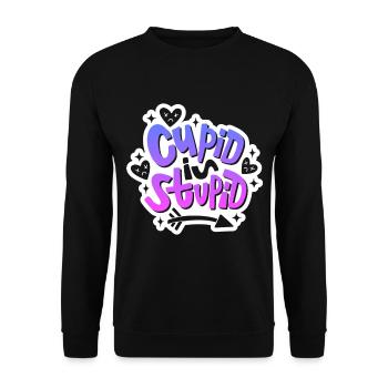 Anti Valentine's Day Outfit - Cupid is Stupid - Unisex Sweatshirt - black - Front - Alina (178cm) & Michal (187cm)