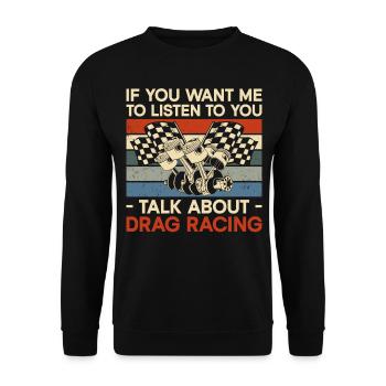 Drag Racing Race Car Retro Vintage - Unisex Pullover - Schwarz - Vorne - Alina (178cm) & Michal (187cm)