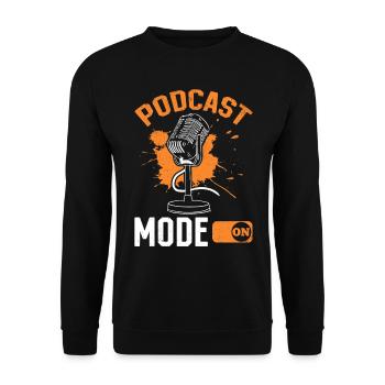 Podcast Mode On - Podcast Host Podcaster Podcastin - Unisex Pullover - Schwarz - Vorne - Alina (178cm) & Michal (187cm)