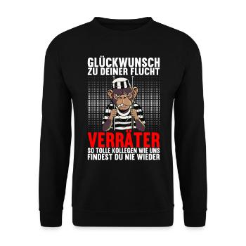 Abschiedsgeschenk Kollege Jobwechsel - Unisex Pullover - Schwarz - Vorne - Alina (178cm) & Michal (187cm)