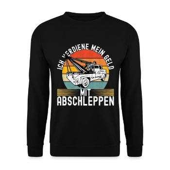 Abschleppwagen Abschleppdienst - Unisex Pullover - Schwarz - Vorne - Alina (178cm) & Michal (187cm)