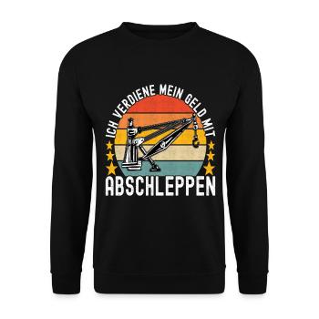 Abschleppwagen Abschleppdienst - Unisex Pullover - Schwarz - Vorne - Alina (178cm) & Michal (187cm)