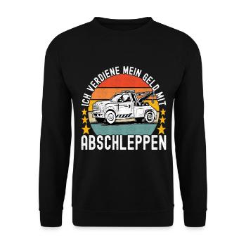 Abschleppwagen Abschleppdienst - Unisex Pullover - Schwarz - Vorne - Alina (178cm) & Michal (187cm)
