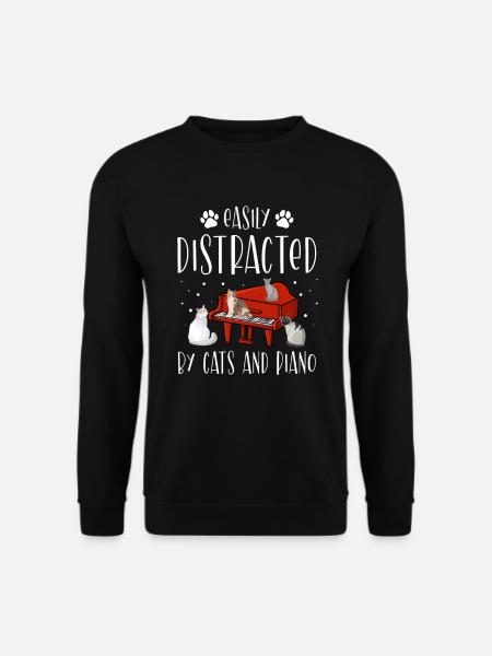 Leicht Von Katzen Und Klavierspielerin Kitty - Unisex Pullover - Schwarz