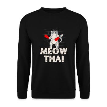 Meow Thai Cat Lover Muay Thai Kitty Kampfkunst - Unisex Pullover - Schwarz - Vorne - Alina (178cm) & Michal (187cm)