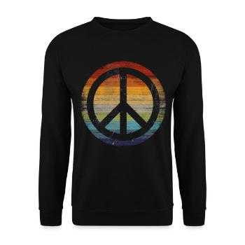 Friedenssymbol Retro - Unisex Pullover - Schwarz - Vorne - Alina (178cm) & Michal (187cm)