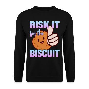 Risk it for the Biscuit - Unisex Sweatshirt - black - Front - Alina (178cm) & Michal (187cm)