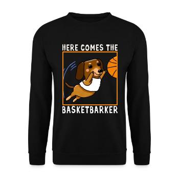 Here Comes The Basketbarker - Unisex Pullover - Schwarz - Vorne - Alina (178cm) & Michal (187cm)