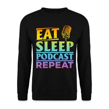 Eat Sleep Podcast Repeat - Podcasting Creator Podc - Sweat-shirt Unisexe - noir - Devant - Alina (178cm) & Michal (187cm)