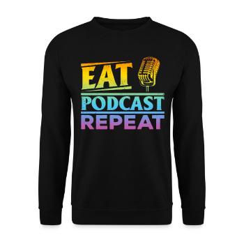 Podcasting Podcast Host Podcaster - Eat Podcast Re - Unisex Pullover - Schwarz - Vorne - Alina (178cm) & Michal (187cm)