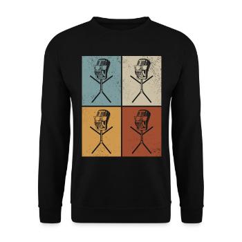 Podcast Microphone Funny Stick Figure Podcast - Unisex Pullover - Schwarz - Vorne - Alina (178cm) & Michal (187cm)