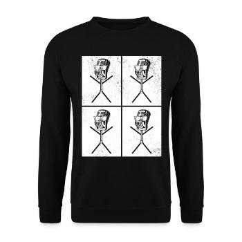 Podcast Microphone Podcast Host Stick Figure Podca - Unisex Pullover - Schwarz - Vorne - Alina (178cm) & Michal (187cm)