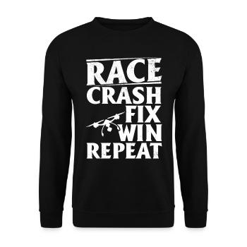 Pilote de drone quadcopter - Race Crash Fix Win Repeat - Sweat-shirt Unisexe - noir - Devant - Alina (178cm) & Michal (187cm)