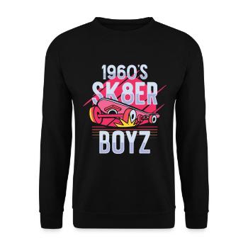 Skateboard Retro 60s Board Wheels Surf - Sweat-shirt Unisexe - noir - Devant - Alina (178cm) & Michal (187cm)