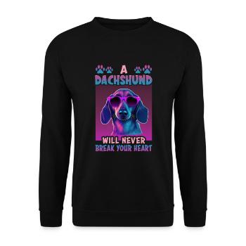 Hunde Spruch Dachshund Design für Hundeliebhaber - Unisex Pullover - Schwarz - Vorne - Alina (178cm) & Michal (187cm)