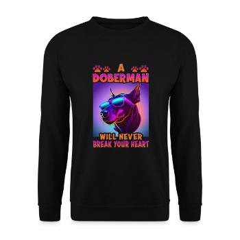 Hunde Spruch Doberman Design für Hundeliebhaber - Unisex Pullover - Schwarz - Vorne - Alina (178cm) & Michal (187cm)