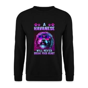 Hunde Spruch Havaneser Design für Hundeliebhaber - Unisex Pullover - Schwarz - Vorne - Alina (178cm) & Michal (187cm)