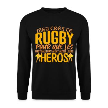 Rugby joueur Cadeau joueur Rugby | Coach Rugby !! - Sweat-shirt Unisexe - noir - Devant - Alina (178cm) & Michal (187cm)