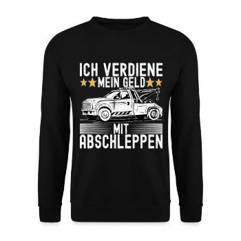 Abschleppwagen Abschleppdienst - Unisex Pullover - Schwarz - Vorne - Alina (178cm) & Michal (187cm)