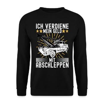 Abschleppwagen Abschleppdienst - Unisex Pullover - Schwarz - Vorne - Alina (178cm) & Michal (187cm)