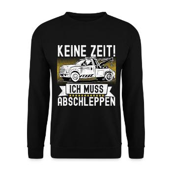 Abschleppwagen Abschleppdienst - Unisex Pullover - Schwarz - Vorne - Alina (178cm) & Michal (187cm)