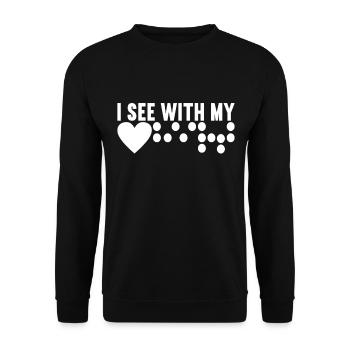 Déficience visuelle aveugle - Sweat-shirt Unisexe - noir - Devant - Alina (178cm) & Michal (187cm)