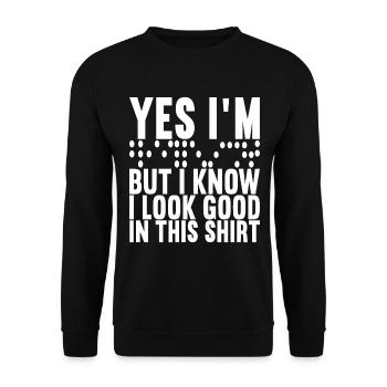 Déficience visuelle aveugle - Sweat-shirt Unisexe - noir - Devant - Alina (178cm) & Michal (187cm)