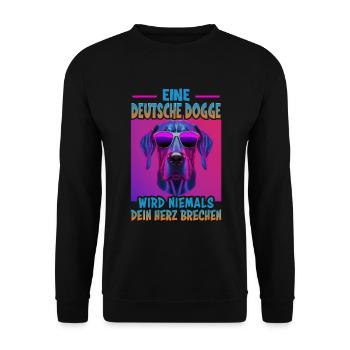 Hunde Deutsche Dogge Design für Hundeliebhaber - Unisex Pullover - Schwarz - Vorne - Alina (178cm) & Michal (187cm)