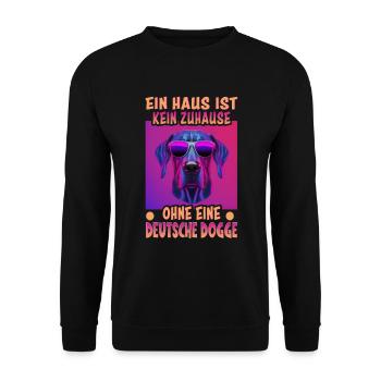 Hunde Deutsche Dogge Design für Hundeliebhaber - Unisex Pullover - Schwarz - Vorne - Alina (178cm) & Michal (187cm)