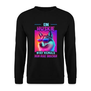Hunde Spruch Huskie Design für Hundeliebhaber - Unisex Pullover - Schwarz - Vorne - Alina (178cm) & Michal (187cm)