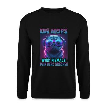 Hunde Spruch Pug Design für Hundeliebhaber - Unisex Pullover - Schwarz - Vorne - Alina (178cm) & Michal (187cm)