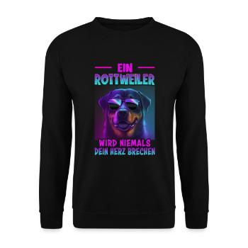 Hunde Spruch Rottweiler Design für Hundeliebhaber - Unisex Pullover - Schwarz - Vorne - Alina (178cm) & Michal (187cm)