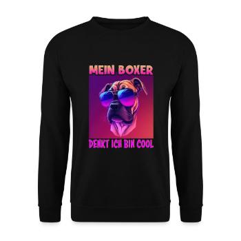 Hunde Spruch Boxer Design für Hundeliebhaber - Unisex Pullover - Schwarz - Vorne - Alina (178cm) & Michal (187cm)