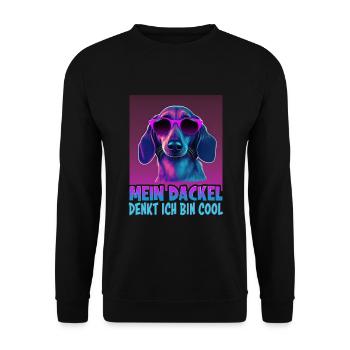 Dackel Spruch Dachshund Design für Hundeliebhaber - Unisex Pullover - Schwarz - Vorne - Alina (178cm) & Michal (187cm)