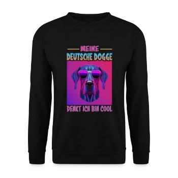Hunde Deutsche Dogge Design für Hundeliebhaber - Unisex Pullover - Schwarz - Vorne - Alina (178cm) & Michal (187cm)