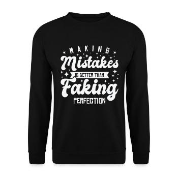 Fehler Weisheit Zitate Unvollkommenheit Leben - Unisex Pullover - Schwarz - Vorne - Alina (178cm) & Michal (187cm)
