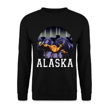 Alaska Gift USA Nature Bear Denali Grizzly Forest - Sweat-shirt Unisexe - noir - Devant - Alina (178cm) & Michal (187cm)
