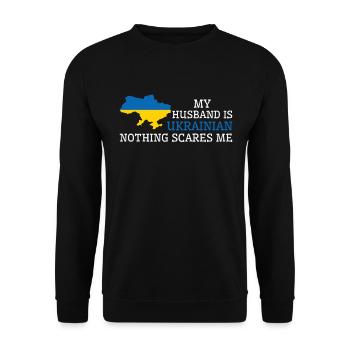 Nothing Scares Me Ukrainian Husband Ukraine - Unisex Sweatshirt - black - Front - Alina (178cm) & Michal (187cm)