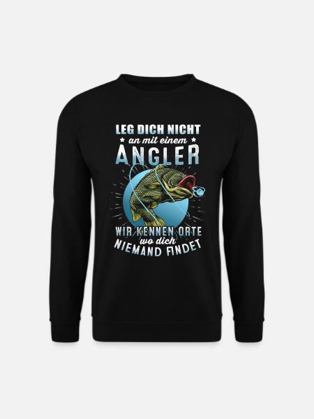 Angeln Tshirt Mann Fischer Rute Fischfang Fishing - Unisex Pullover - Schwarz
