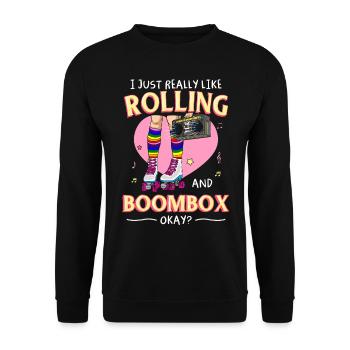 Inline Skate Cadeau Rollskates Roller 70s - Sweat-shirt Unisexe - noir - Devant - Alina (178cm) & Michal (187cm)