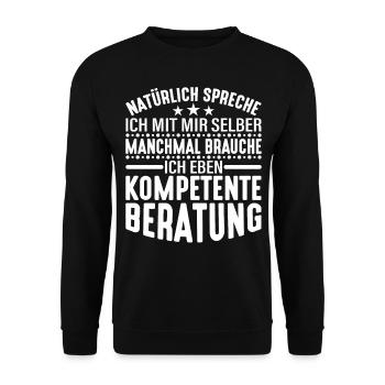 Natürlich spreche ich mit mir selber - Unisex Pullover - Schwarz - Vorne - Alina (178cm) & Michal (187cm)