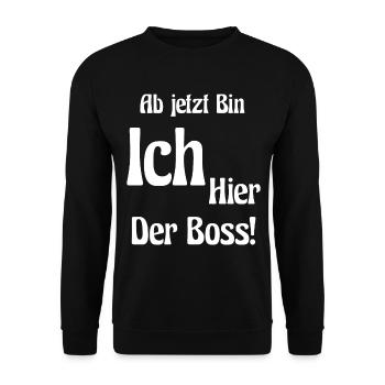Schriftzug-Shirt "Chef" - Unisex Pullover - Schwarz - Vorne - Alina (178cm) & Michal (187cm)
